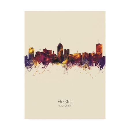 Michael Tompsett 'Fresno California Skyline Portrait III' Canvas Art,14x19